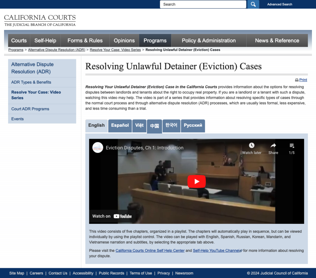 resolving unlawful detainer cases videos screenshot